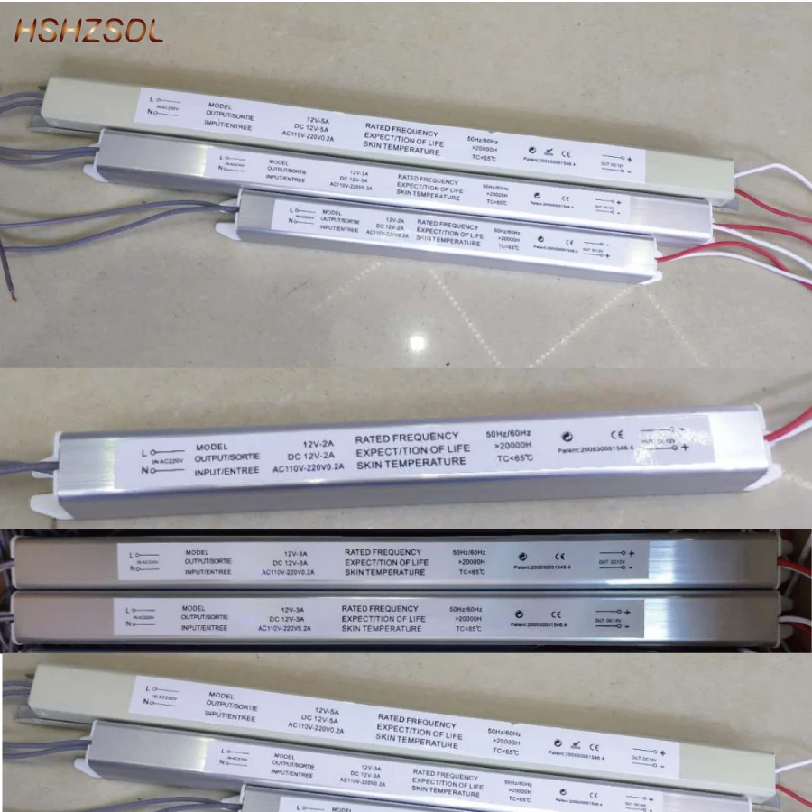 DC12V LED Driver 2A 3A 5A Ultrathin Switching Power Supply Lighting Transformer 18W 24W 36W 48W 60W for LED Strip Light Box