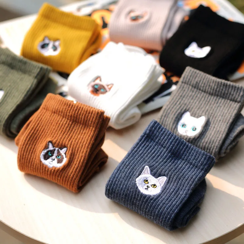 Warm Harajuku Cute Embroidery Animal Funny Socks Women Kawaii Japanese Skarpetki Socks Novelty Cotton Calcetines Mujer Sokken image 3