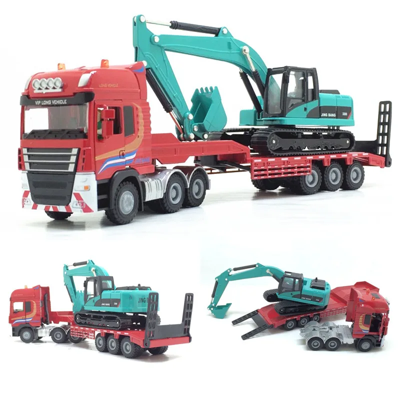 Hot selling 1:50 flatbed trailer&engineering alloy model,die-casting engineering transporter,children\'s toy gift,free shipping