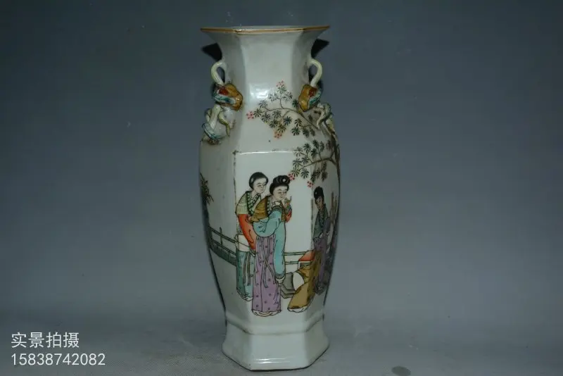 

antique QingDynasty porcelain vase,beauty,Pastel ,Hand-painted crafts,Decoration,collection & adornment,Free shipping