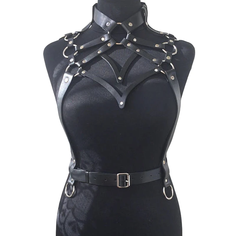 100% Handmade Women Girl Leather Bra Belts Harness Bondage Chest Belt Punk Gothic Cosplay Accessoriess Straps