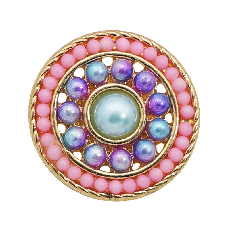 KZ3303 New Fashion Beauty Golden Round Beads 22mm snap buttons fit 18mm snap jewelry wholesale