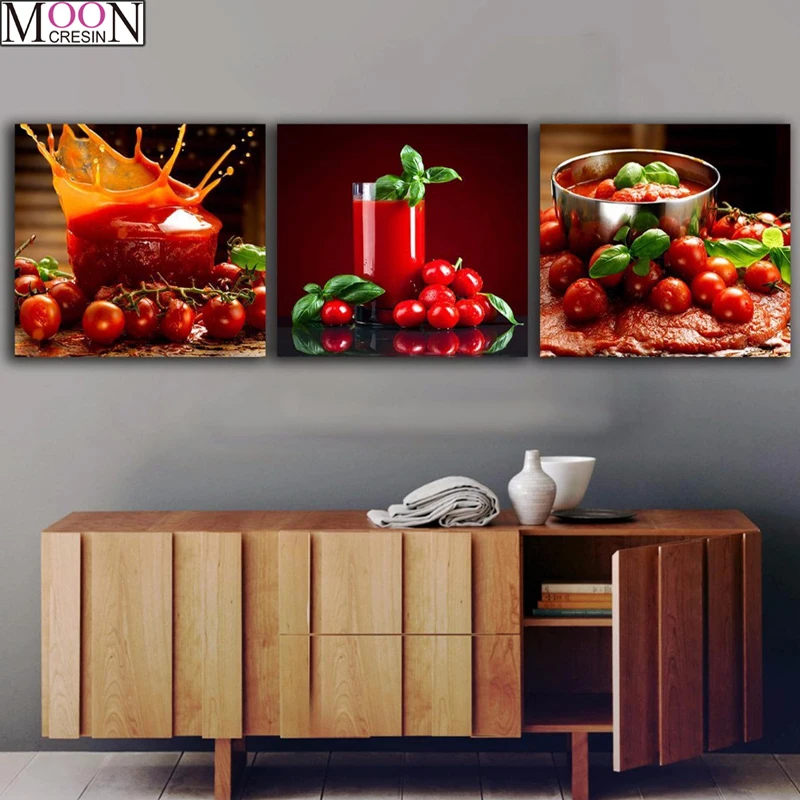 MOONCRESIN DIY 5D Diamond Painting Cross Stitch Tomatoes Juice Diamond Mosaic Square Drill DIY Diamond Embroider Decoration Kits