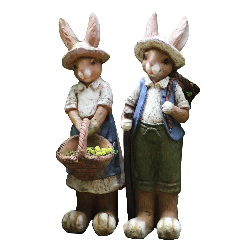 Outdoor Garden Resin Large Rabbit Decorative Ornaments Garden Horticultural Landscape Decoration Courtyard Sculpture Crafts Art