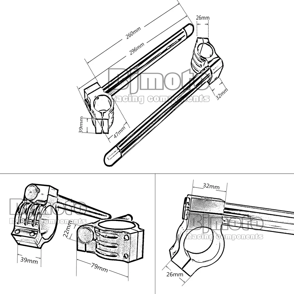 BJMOTO 33MM 35MM 37MM 41MM 43MM 45MM 46MM Racing CNC Adjustable Clip On Ons Clipon Fork Handlebars Cafe Racer For Yamaha Honda