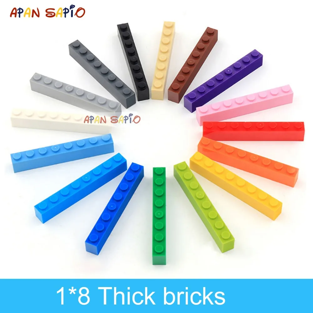 

20pcs DIY Building Blocks Thick Figures Bricks 1x8 Dots Educational Creative Size Compatible With 3008 Plastic Toys for Children