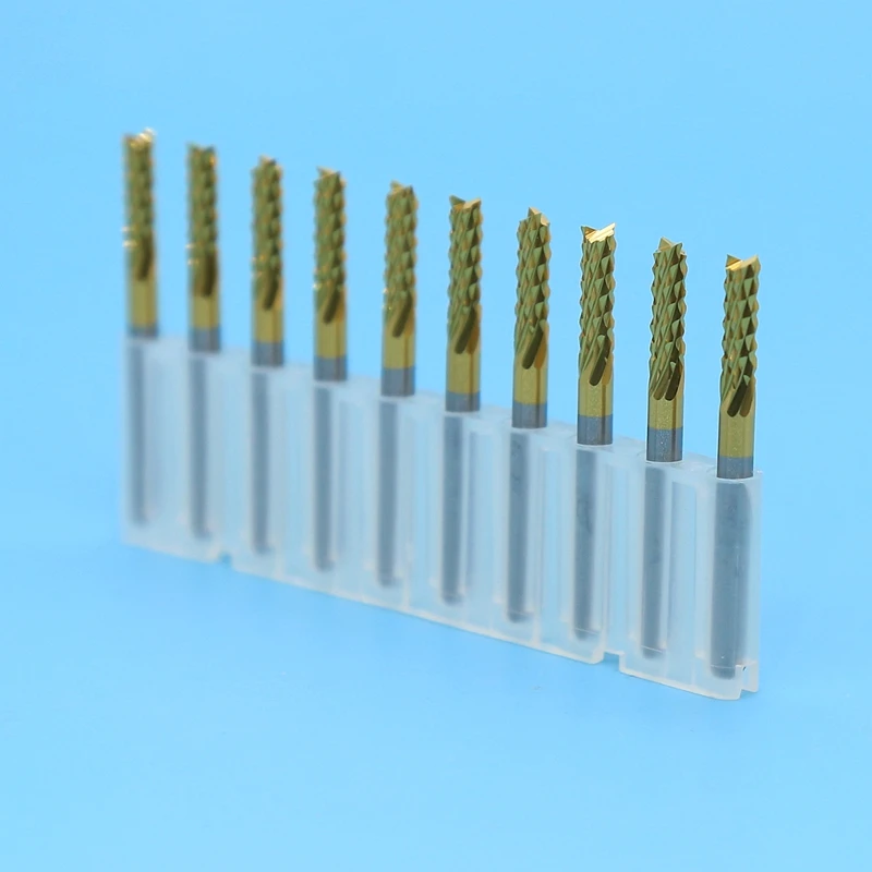 HANGXIN  3.175mm Tungsten carbide Corn Cutter cutting 10pcs PCB milling bits end mill CNC router bits for Engraving machine