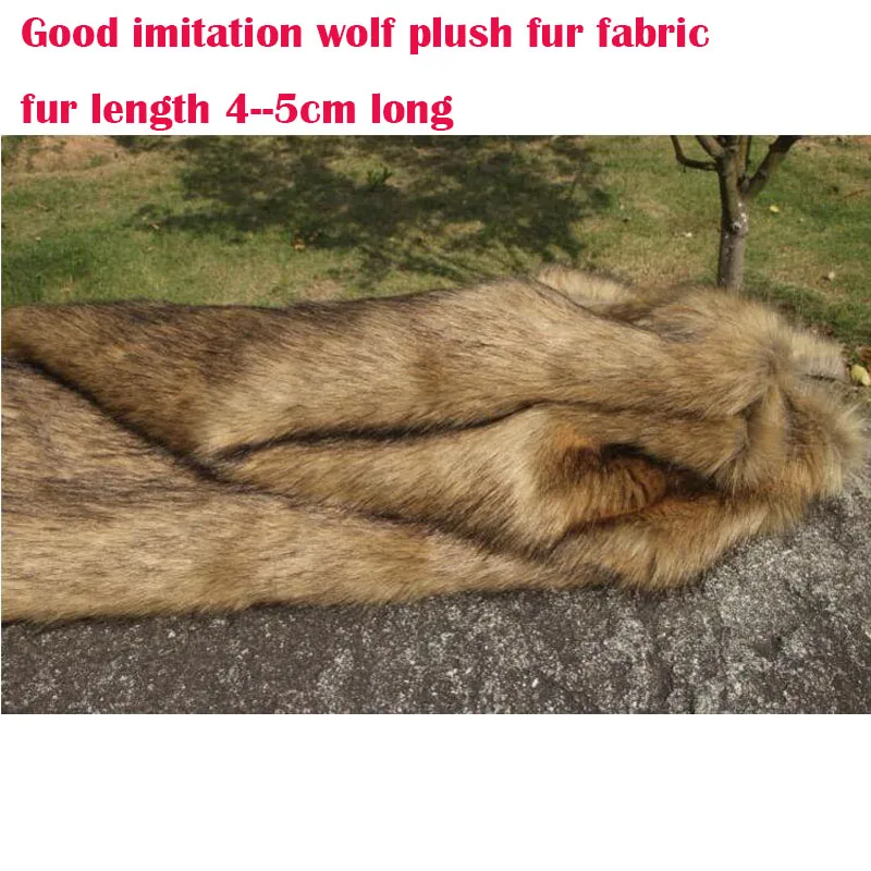 Nice Faux Fur Fabric Immitate Wolf Fur 4-5MM Long Hairy Soft Brown Plush Fur Fabric DIY Fur Collar Clothing Decorative Materials