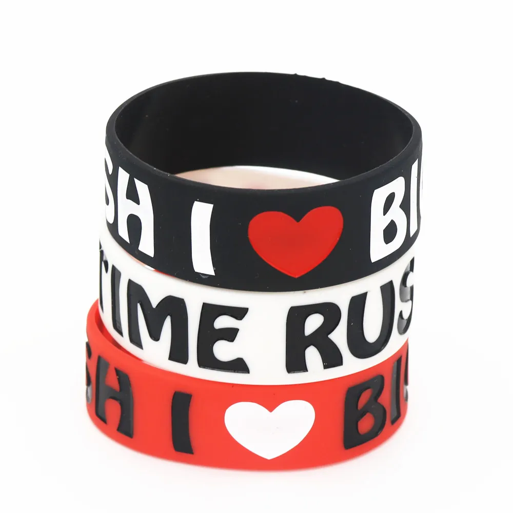 1PC Fashion I Love Big Time Rush Silicone Wristband for Music Fans Black White Red Wide Silicone Bracelets&Bangles Jewelry SH143