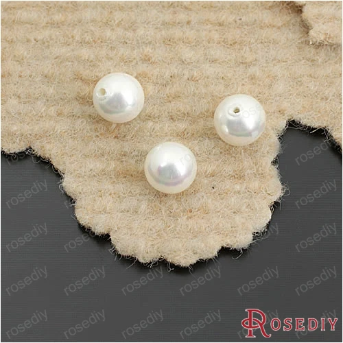 Wholesale Diameter 4mm 5mm 6mm 8mm 10mm 12mm Round White Imitation Pearl made of Shell Half Drilled Beads  (JM5869)