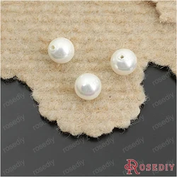 Wholesale Diameter 4mm 5mm 6mm 8mm 10mm 12mm Round White Imitation Pearl made of Shell Half Drilled Beads  (JM5869)