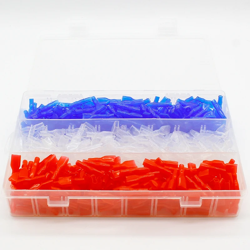 600pcs 3 colours Cover Case for 6.3mm Crimp Terminal Spade Connector 6.3 terminal cap