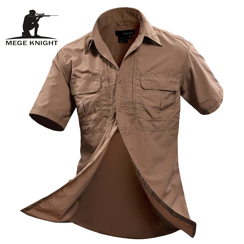 MEGE militar-Camisa de manga corta para hombre, Camisa informal de marca, ropa Social, verano, 2XL