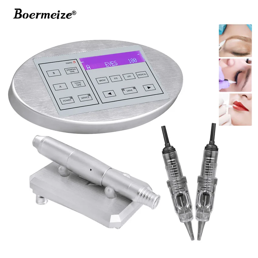 Permanent Makeup Kits Intelligent Digital Power Supply Tattoo Machine for Eyebrow Lips Aluminum Handpiece Pen Cartridge Needles