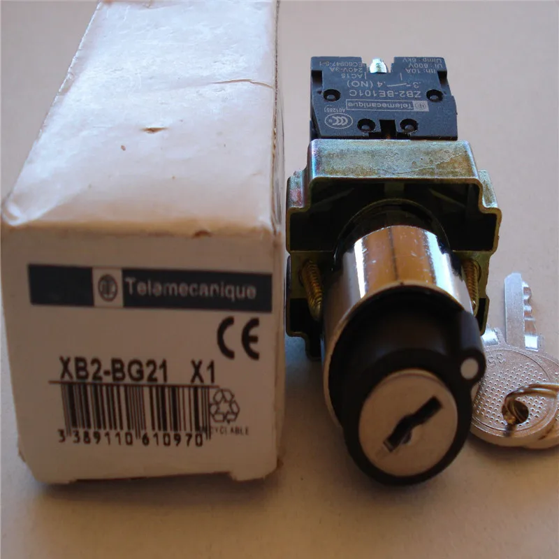 

10Pcs/Lot XB2-BG21 2 Position 1 NO Normally Open 1 N/O Locked Maintained Key Operated Selector Switch