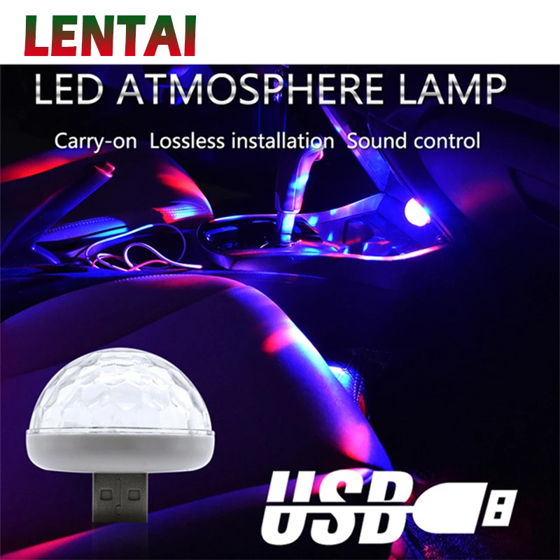 LENTAI 1PC Car LED USB Atmosphere Light Colorful Lamp For Toyota Avensis Rav4 Audi Q5 A6 Lifan X60 Renault Captur Skoda Yeti