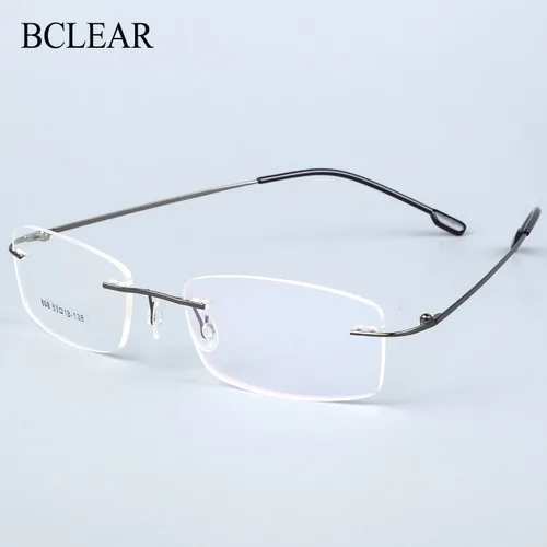 BCLEAR, montura de gafas sin montura de aleación de titanio para hombre, gafas ópticas ultraligeras graduadas para miopía, gafas sin marco para hombre, 6 colores