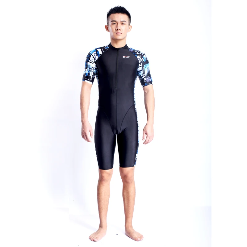 High Quality Fastskin Quick Dry And Men Diving Suit Short Sleeve With Zip One Piece Swimsuit Rash Guards Swimwear Hx16