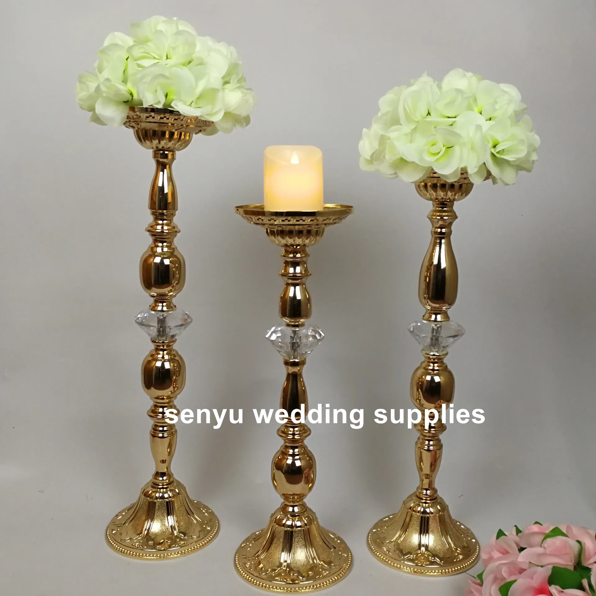 

new style Golden Flower Vase Stand Table Wedding Centerpieces Decoration For Weddings senyu0369