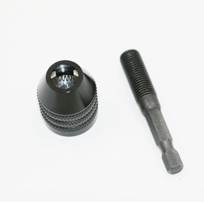 キーレスドリルチャック,0.3〜8mm,1/4 ",6.35mm,電動工具用六角ドリルビット,インパクトドライバー用,黒