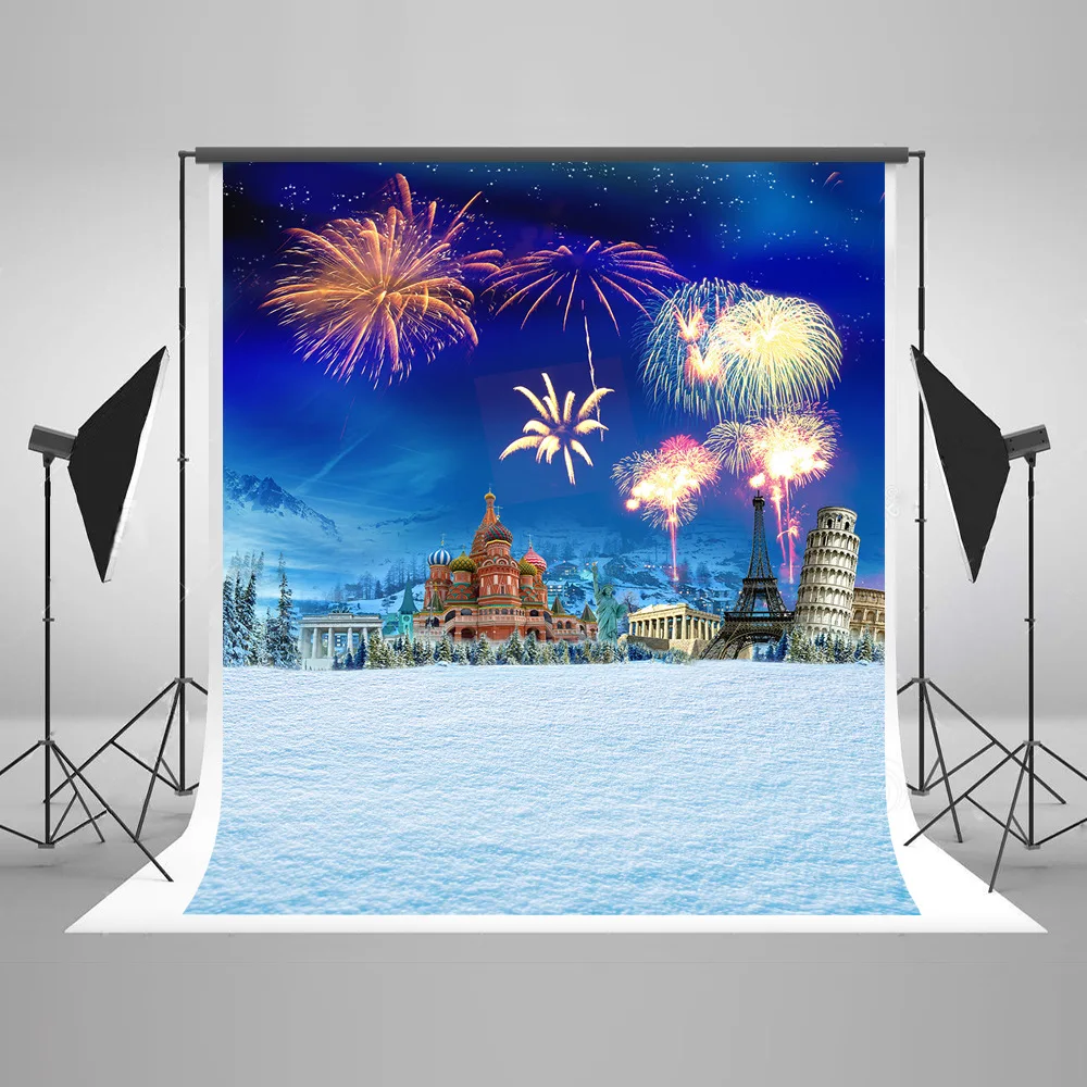 LIFE MAGIC BOX  Seamless Wrinkle-free Polyester Washable Photo Background Newborn Photography Cloth Backdrops Fireworks Castle