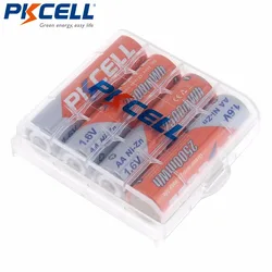 PKCELL 4PCS 2500mWh battery Ni-Zn Batteries 1.6V Nickel-Zinc AA Rechargeable Battery +1Pcs Battery Storage Hard Case Boxes