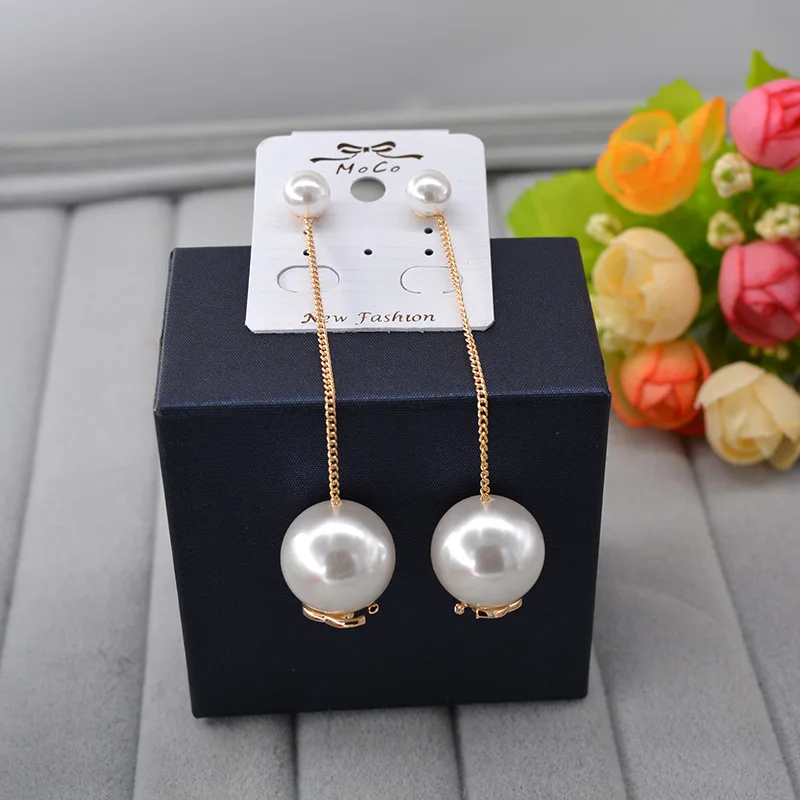 Fashion Size pearl Long charms earrings for woman Pendientes mujer серьги женские boucle d’oreille femmes