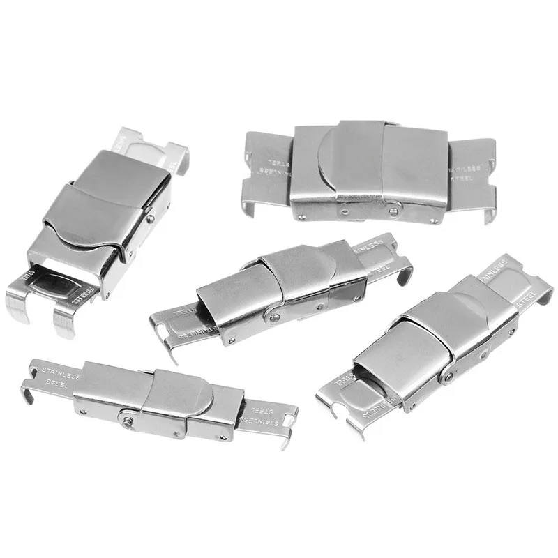 LOULEUR 5pcs/lot 6Sizes Stainless Steel Flat Leather Cord Clasps for Bracelet Metal End Clasps Necklace Connector Jewelry Making