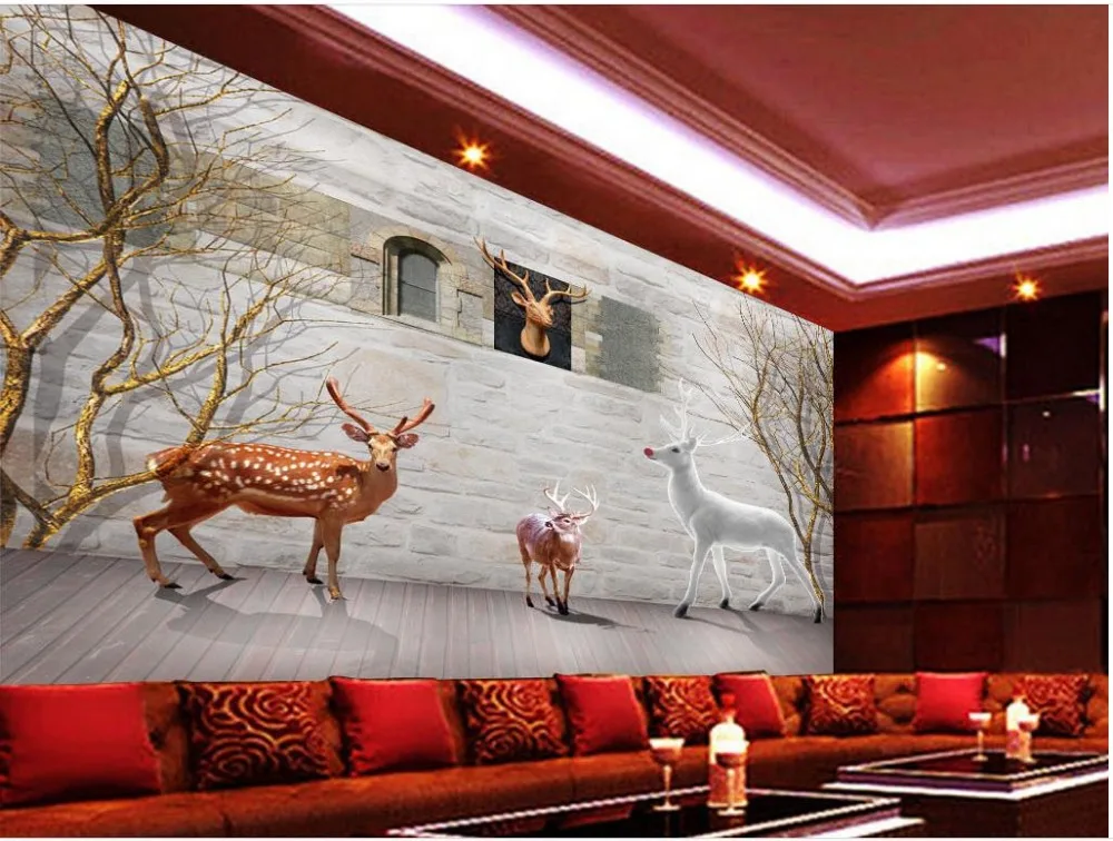 3d wallpaper for room North American rural retro white deer woods decorative painting murals photo 3d wallpaper