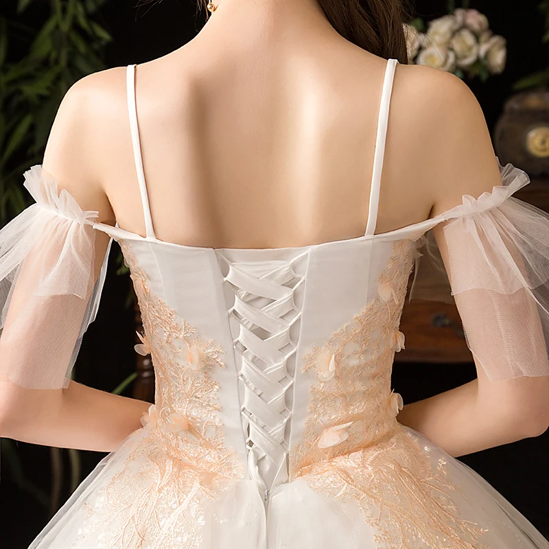 Vestido de novia de encaje de princesa, nuevo diseño, color blanco, 35, 2019