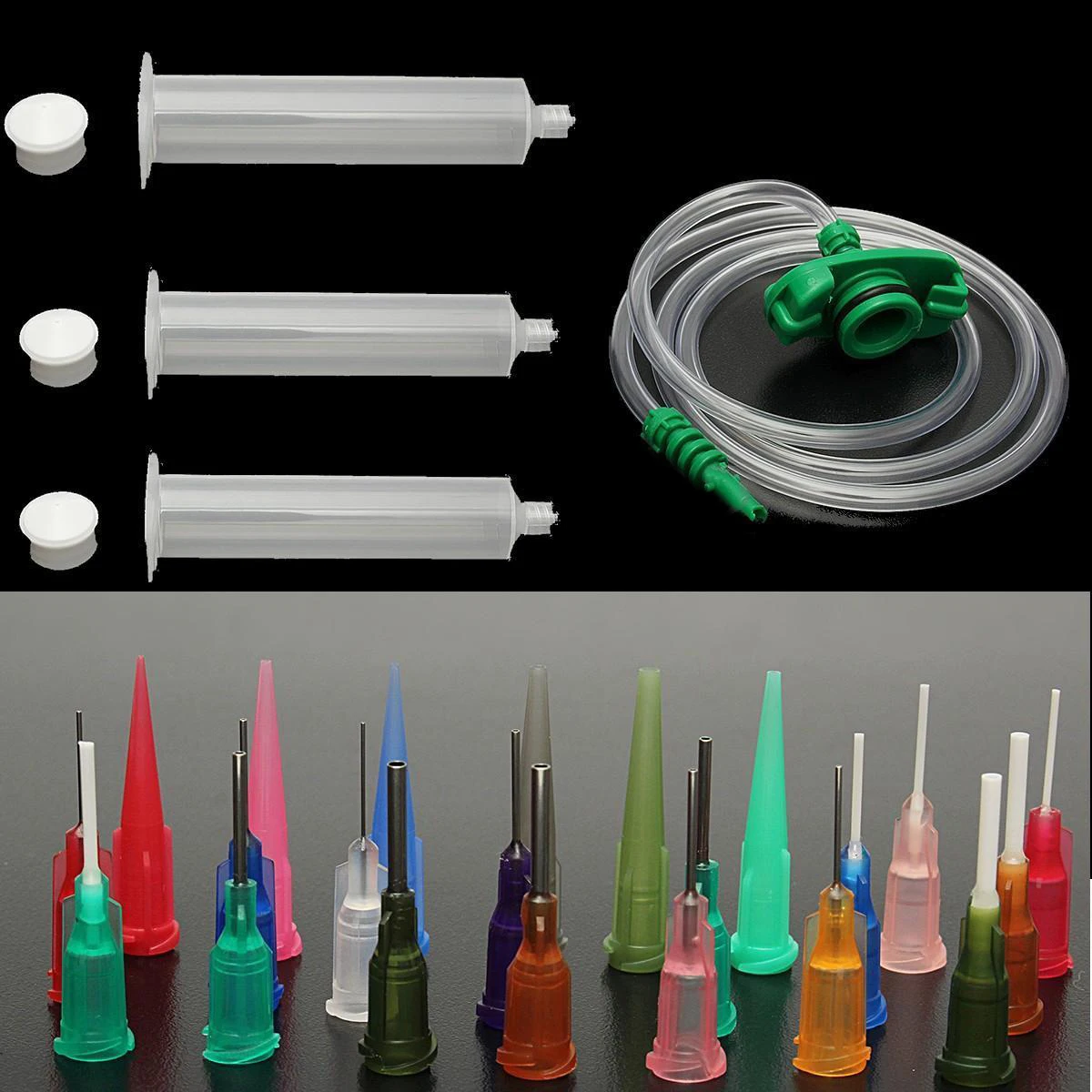 New 30CC Dispenser Solder Paste Adhesive Glue Syringe Dispensing Needle Tip Kit