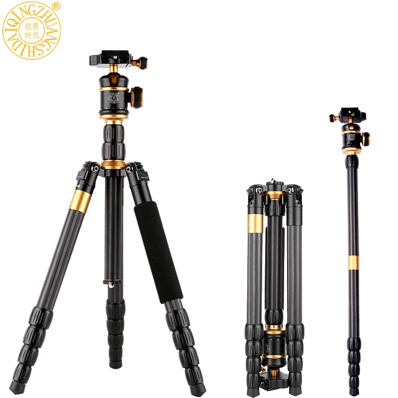 

EACHSHOT QZSD Q666C Tripod With Q-02 360 Degree Swivel Fluid Head For Canon For Pentax For Sony For Olympus DSLR Camera