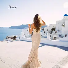 Champagne V-Neck Evening Dress #3