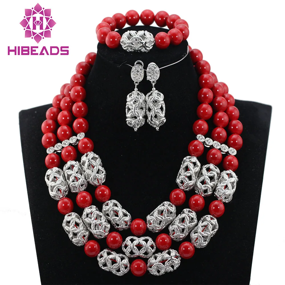 

Women Beads New Fashion Green Coral Beads Jewelry sets 16 Colors African Wedding Necklace Jewelry Set Free Shipping ABH305