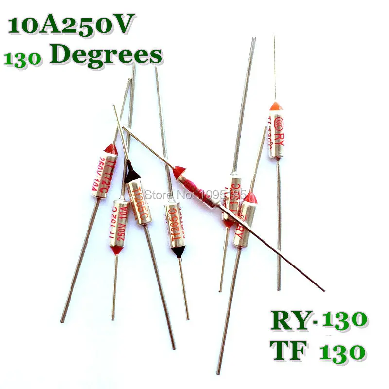 RY 10pcs/lot New Micro thermal fuse 10A250V 130 Degrees Tf 130 C Mini temp fuse metal shell Thermal Cutoff RY-130 RY130