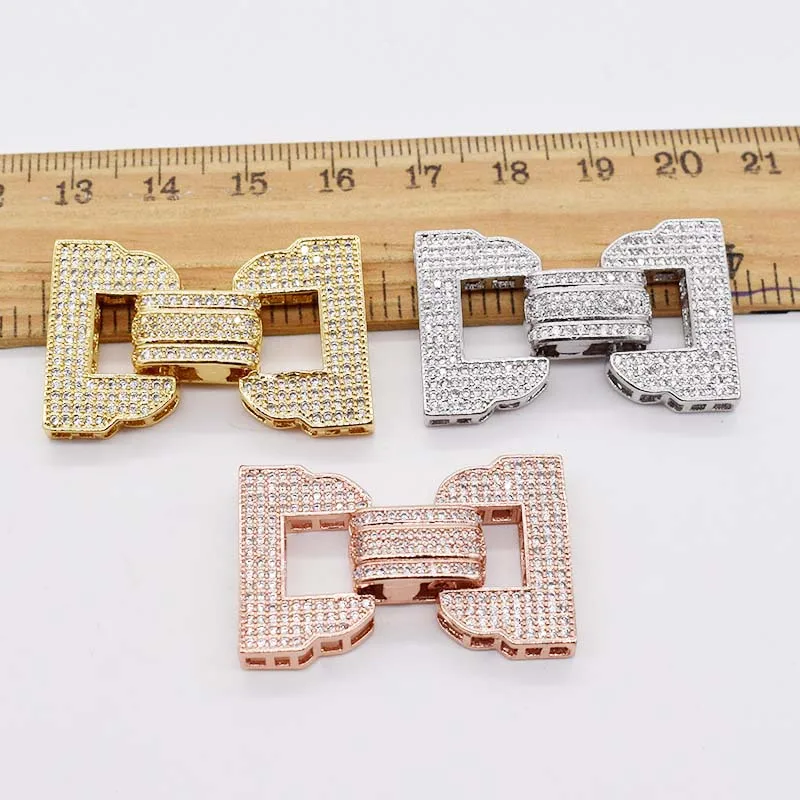 

more strings white/ yellow/ golden square zircon Jewelry Clasp wholesale clasps/hooks FPPJ FOR DIY