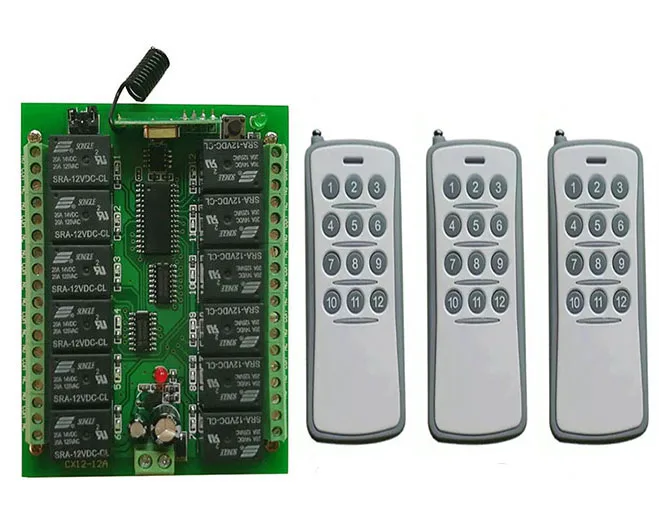 DC 12V 10A 12 CH 12CH RF Sistema di interruttori di telecomando senza fili Trasmettitore + Ricevitore/lampada/Porta del garage/volette/finestra