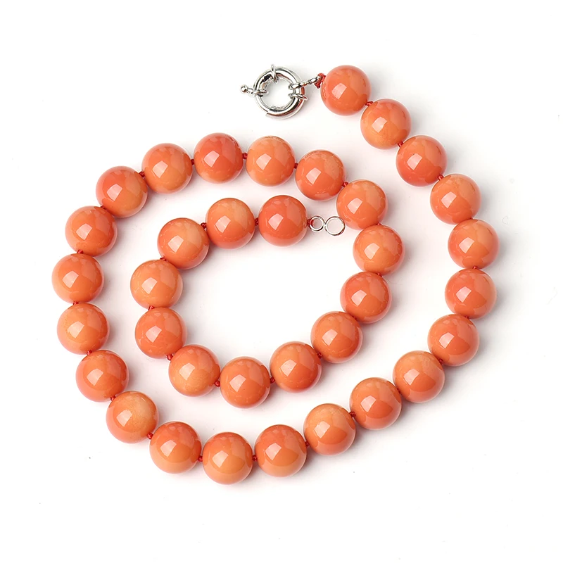 12 MM Full and  Bright  vivid  orange beads Synthesis orange coral  Necklace The best Christmas gift for Family