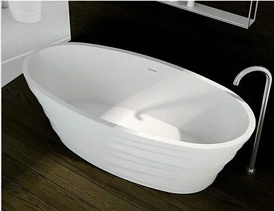 1800X850X600mm Oval Solid Surface Stone Acrylic Bathtub Freestanding Floor Mounted Integrated Corian Tub WD001