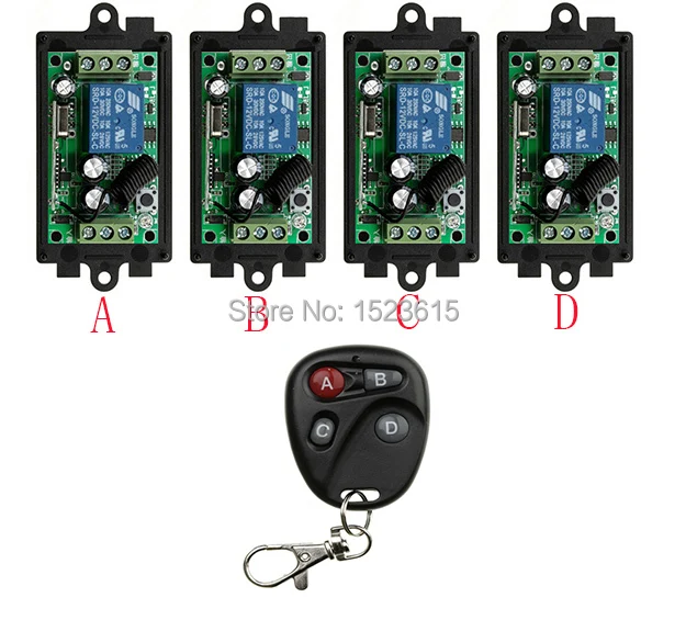 

NEW DC12V 1CH 10A Radio Controller RF Wireless Relay Remote Control Switch 315 MHZ 433 MHZ teleswitch1 Transmitter +4 Receiver