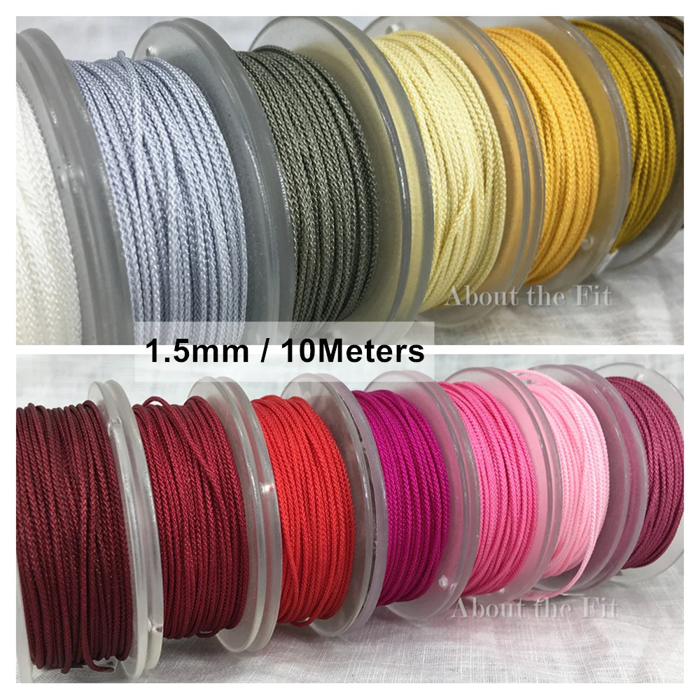 

1.5mm 40Feet Braided Artificial Silk Thread For Jewelry Making Tassels Macrame Rattail Cord Nylon String Strap Rope Beads Lace