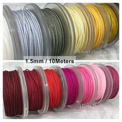 1.5mm 40 stóp pleciony sztuczne nici jedwabne do tworzenia biżuterii frędzle Macrame Rattail Cord żyłka nylonowa pasek liny koraliki koronki