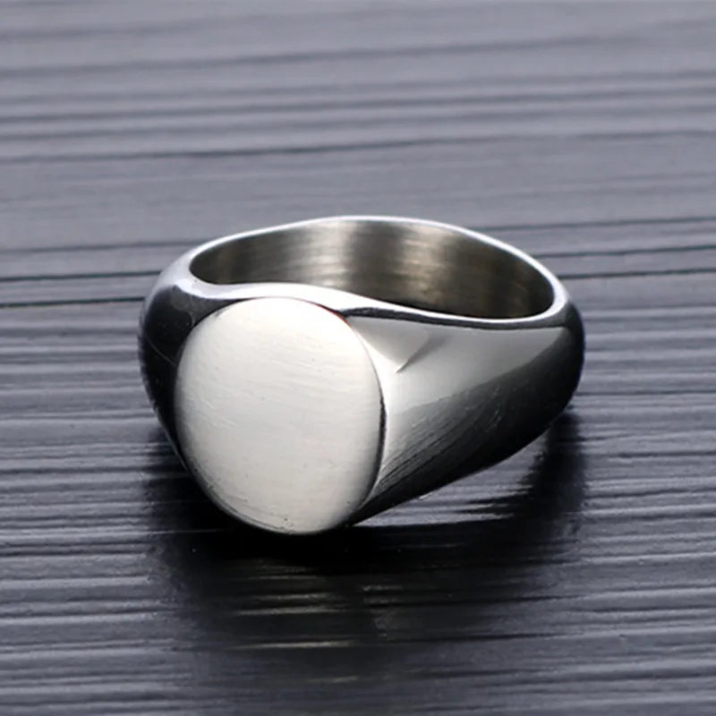 Personalised Stainless Steel Oval Signet Blank Plain Ring Band High Polished Silver Color U.S.Size 8-13