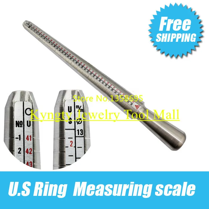 4-Scale Ring Measuring Stick EUR US HK SIZE,Aluminum Ring Mandrel gauge jewelry tool,ring size measuring