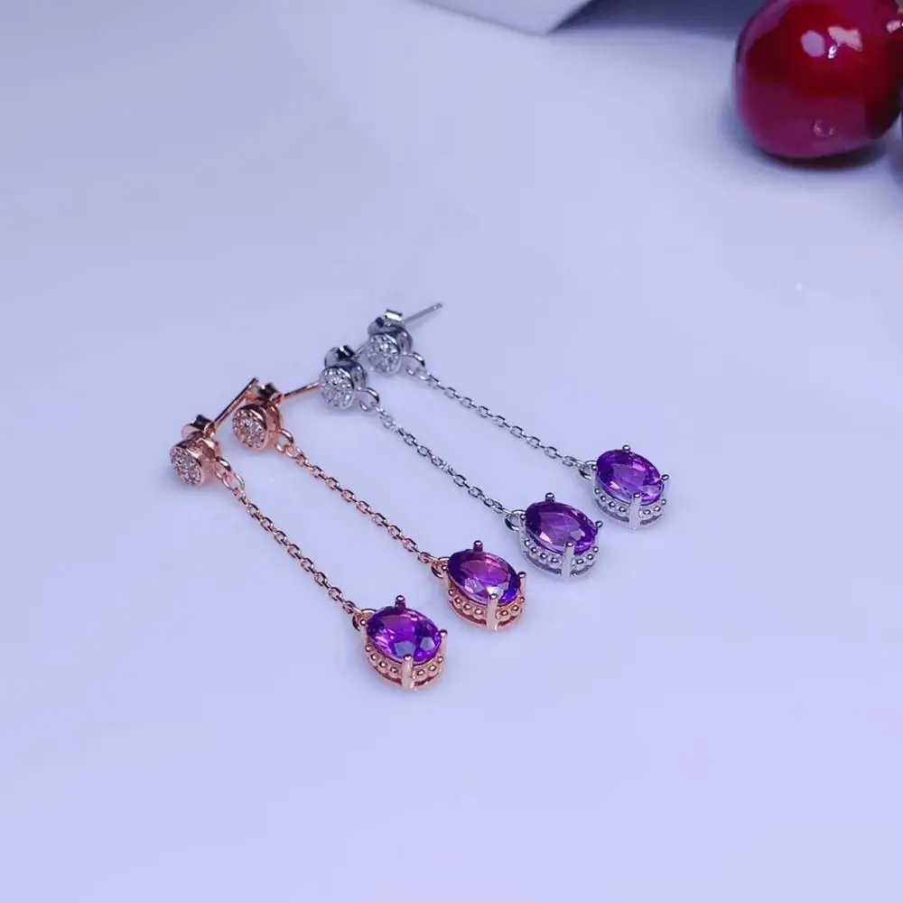 

Simple and delicate, lady's earrings, natural amethyst, cheap, package, 925 Sterling Silver