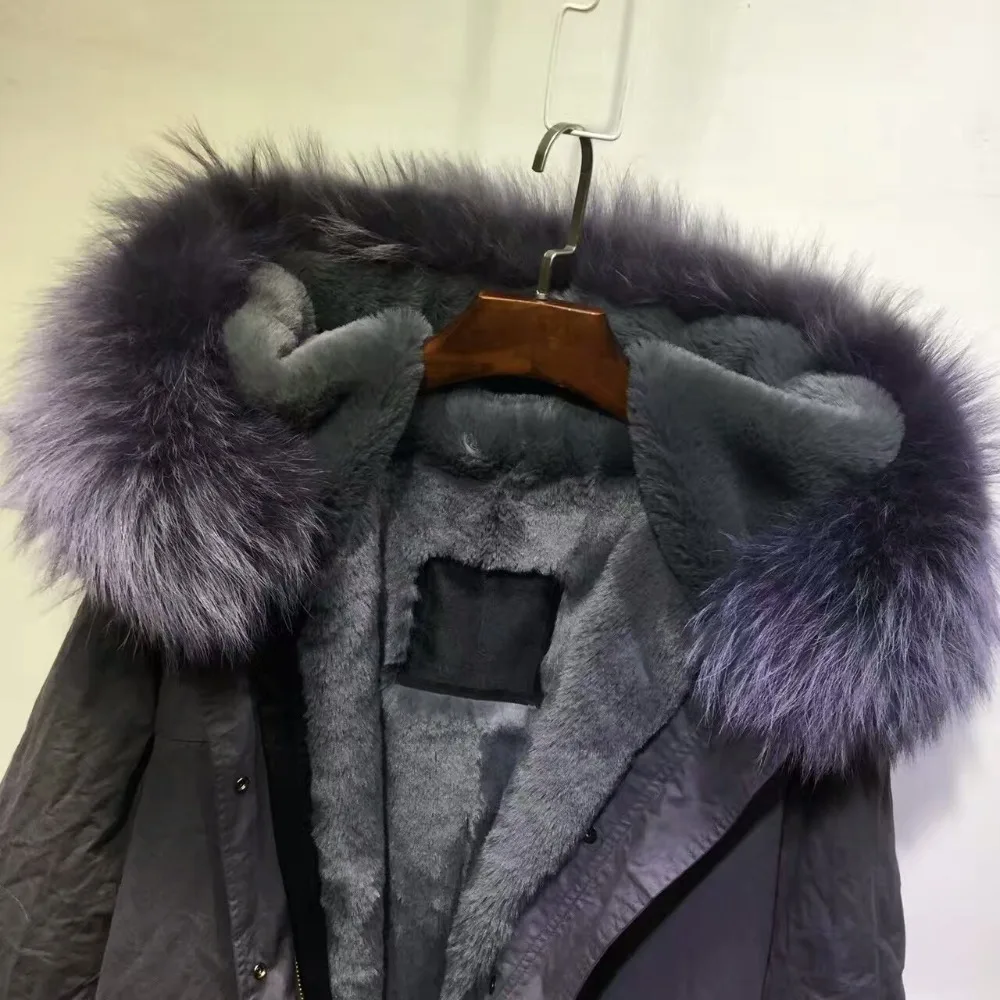 Alle Grijs Faux Bont Gevoerd Lange Parka Grote Fur Hooded Overjas Voor Vrouwen & Mannen