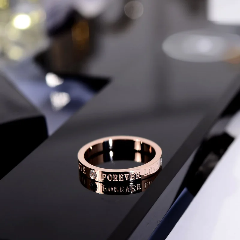 YUN RUO 2018 Love Forever Couple Rings Rose Gold Silver Color Fashion Titanium Steel Jewelry Wedding Ring Birthday Gift Woman