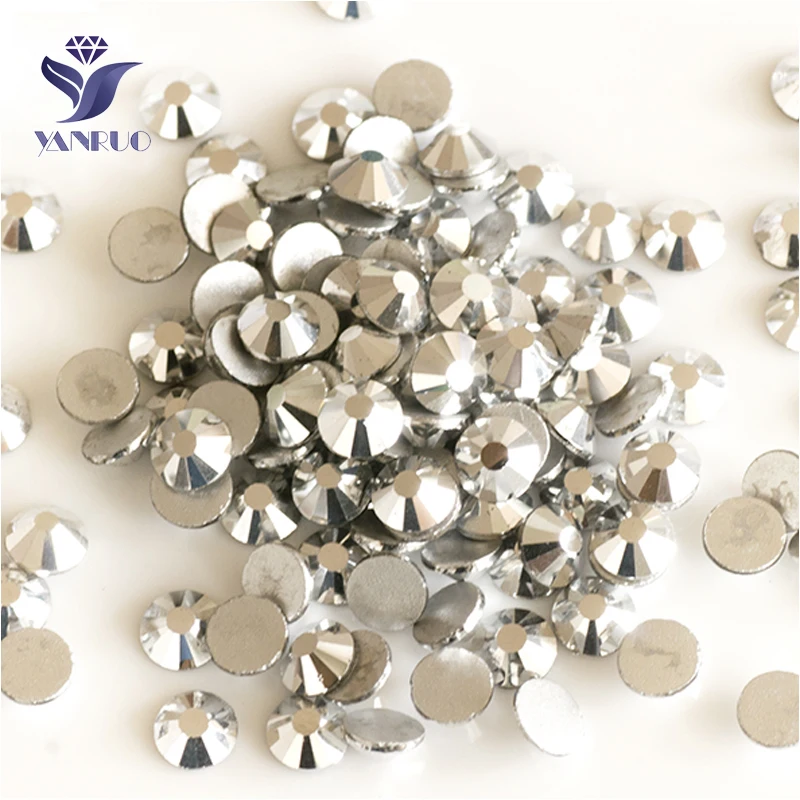 YANRUO 2058NoHF SS3-SS34 Light Chrome DIY Nail Art Flatback Non Hot Fix Strass Crystal Rhinestone For Jewelry Making