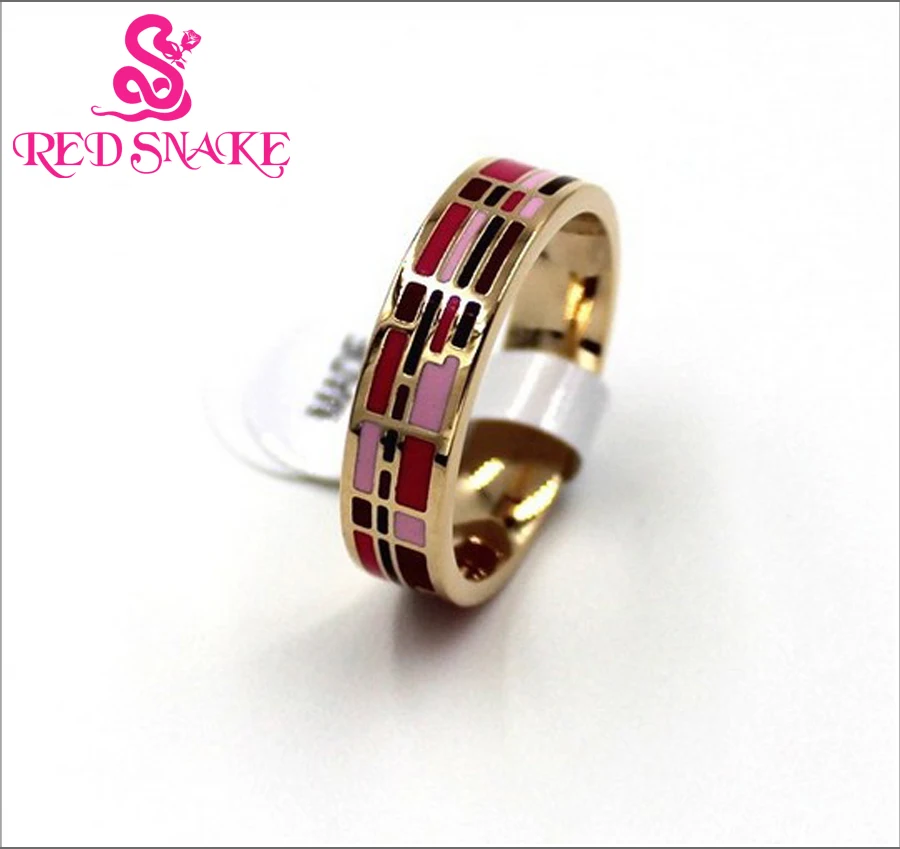 RED SNAKE Promotions Newest Ring Rose Gold-color Ribbon Design Imaginative Boxes Enamel Jewelry Ring Thin 0.6cm Width