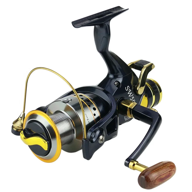 SW Spinning Fishing Reels with Front Rear Drag 5.2:1 9+1BB 5000/6000 Metal Spoon Double Brake Carp Reel Feeder Fishing Wheel car